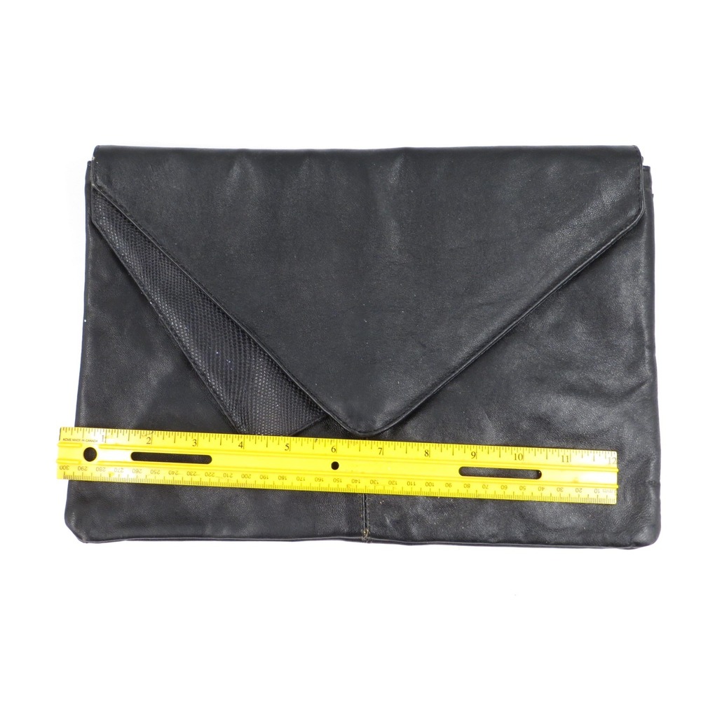 Vintage Italian Leather Clutch Bag Womens Envelope Purse Made in Italy 80s - Picture 2 of 7
